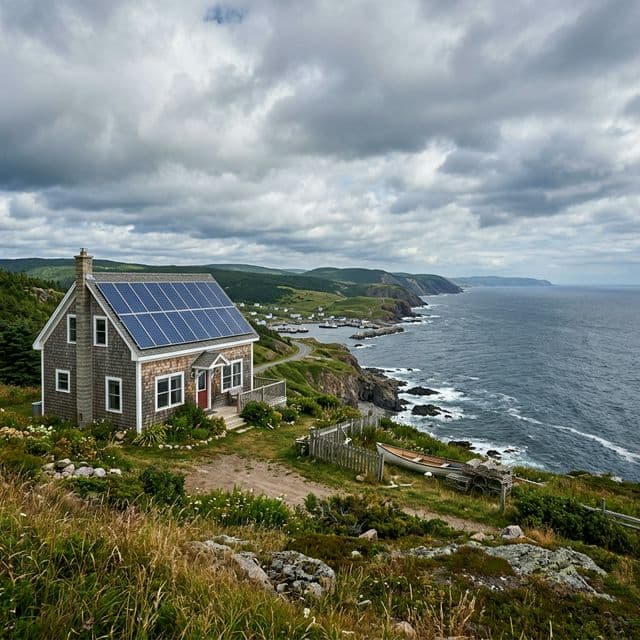 Atlantic Canadian home with solar panels.