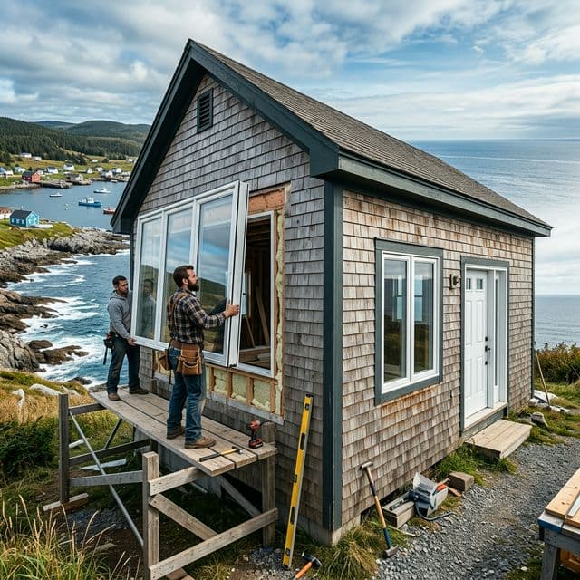 Window installation on Atlantic Canadian home.